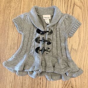 Little Lass Gray Knit Infant Girls 24M Vest with Black Buttons EUC AC